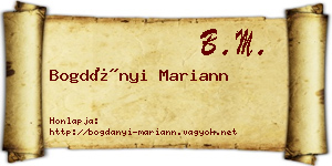 Bogdányi Mariann névjegykártya